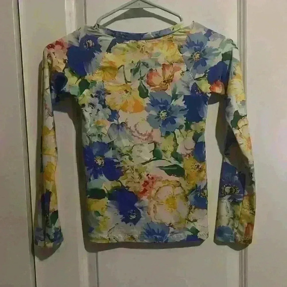 Polo Ralph Lauren Kids Girls Swim Shirt size S 7 Floral Long Sleeve Rashguard - Picture 2 of 6